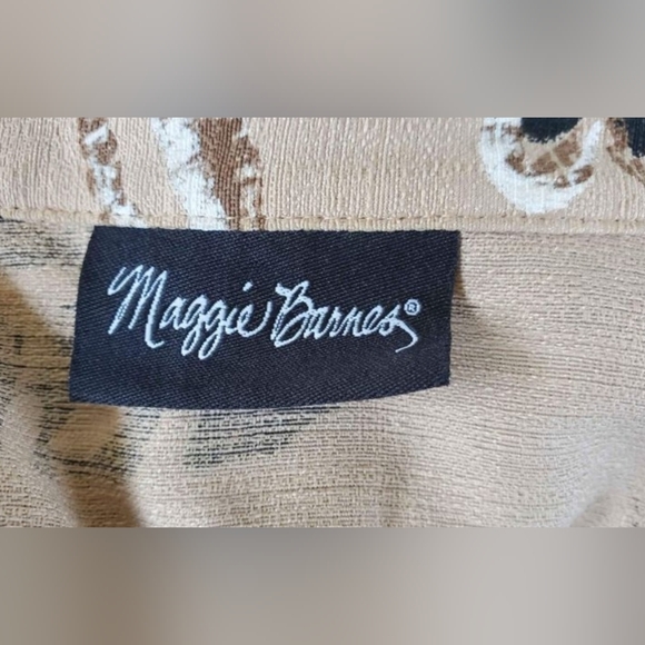 VTG Maggie Barnes Brown Tan Floral Two Fer Tunic Top Shirt Blouse - Picture 4 of 9